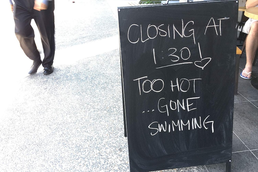 Sign outside coffee shop at South Brisbane in January 2017.