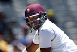 Darren Bravo plays a shot through the covers