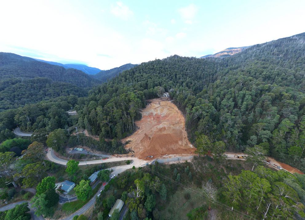 aerial view of landslide