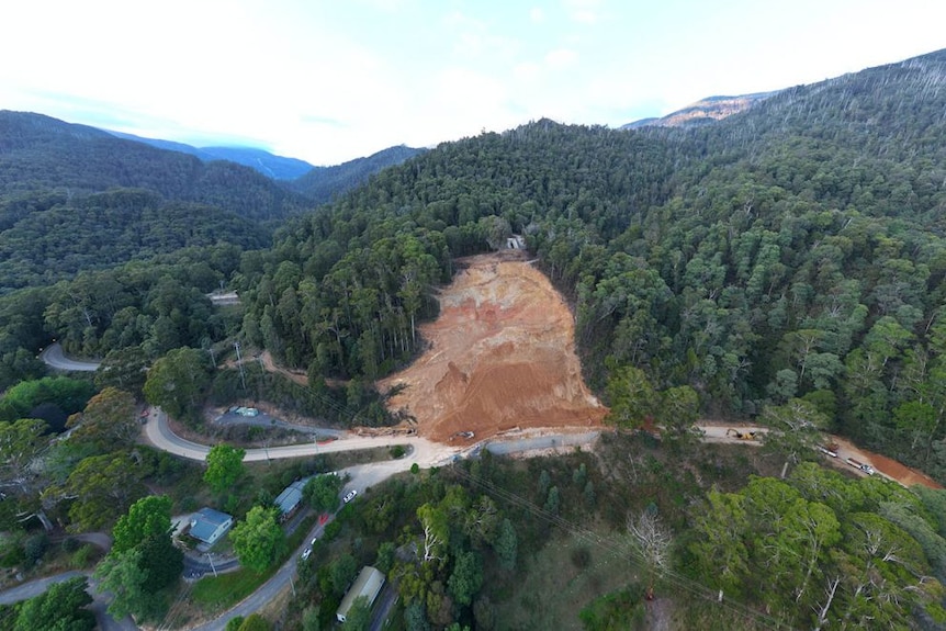 aerial view of landslide