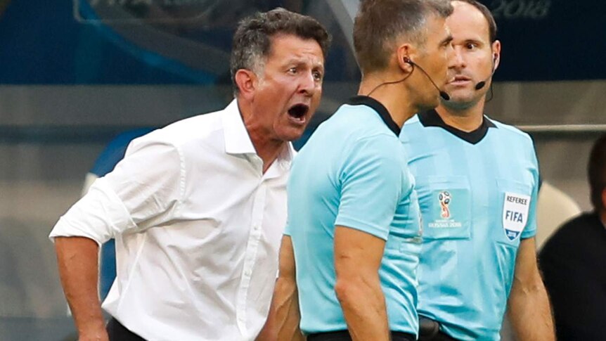 Mexico manager Juan Carlos Ozorio yells at the referee