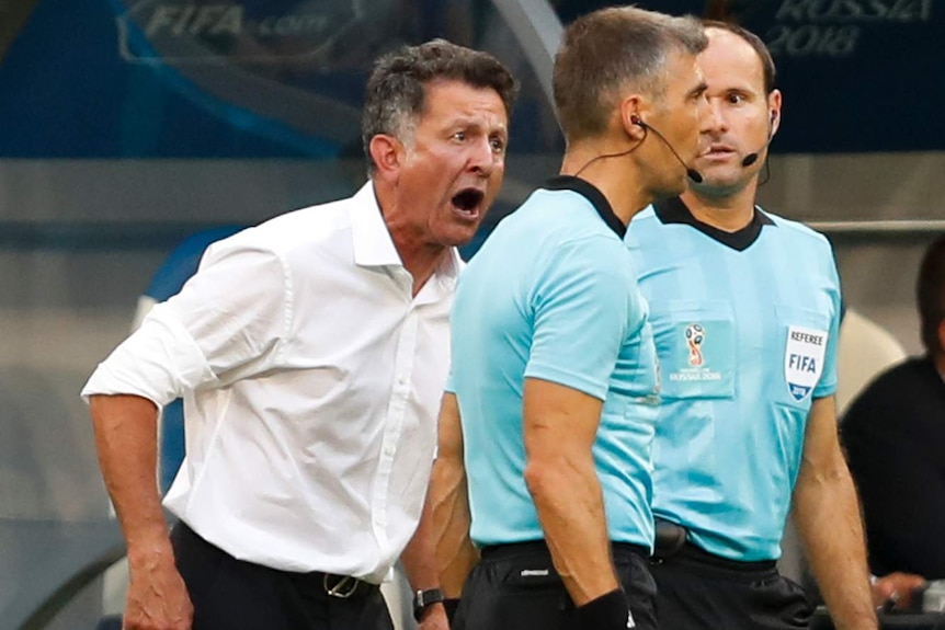 Mexico manager Juan Carlos Ozorio yells at the referee