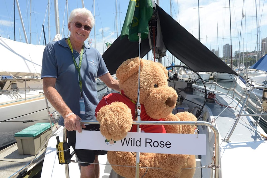 Roger Hickman and friend on board Wild Rose