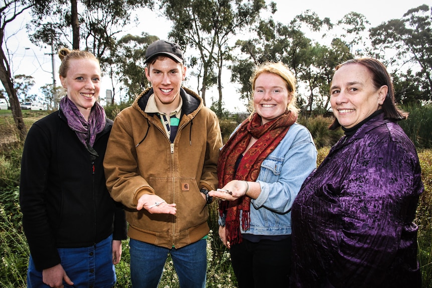 PhD student, Emmi Scherlies, Outdoor Education students, Mark Eacott and Maeve Nunan with lecturer Dr Ruth Lawrence.