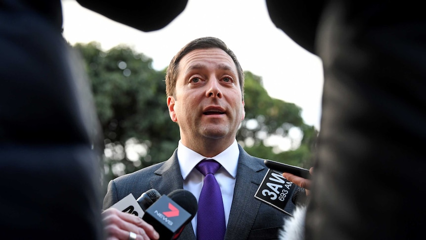 Matthew Guy speaks to the media.