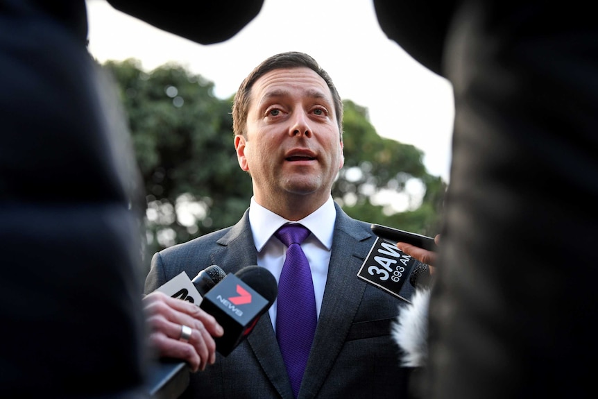 Matthew Guy speaks to the media.