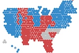 The US map, with states coloured either red or blue