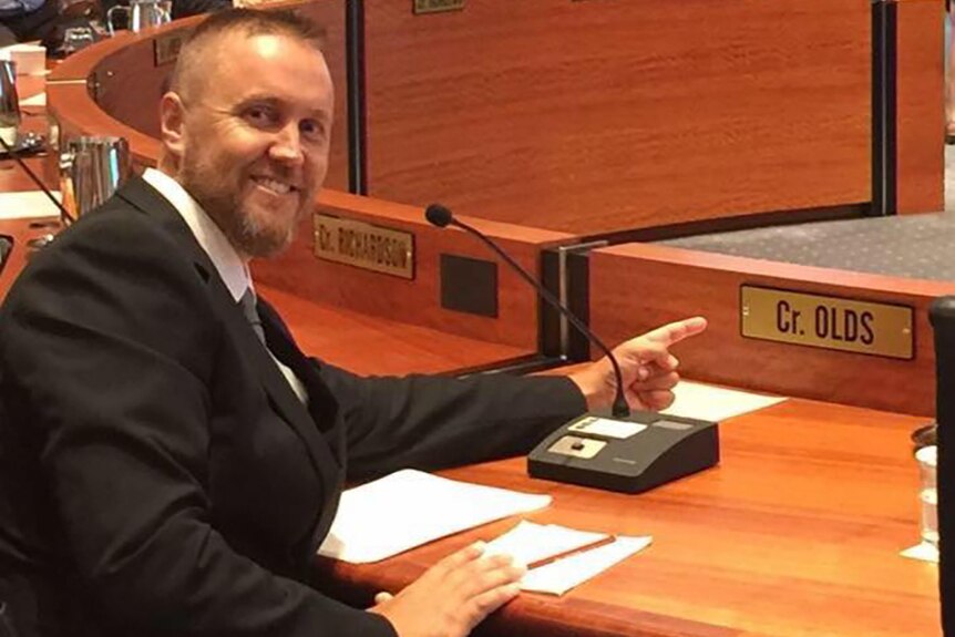 Independent councillor Brett Olds in the Cairns council chamber