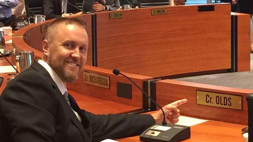 Independent councillor Brett Olds in the Cairns council chamber