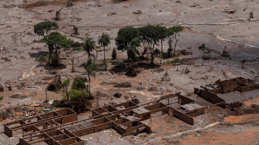 An aerial shot showing destroyed buildings in Brazil.