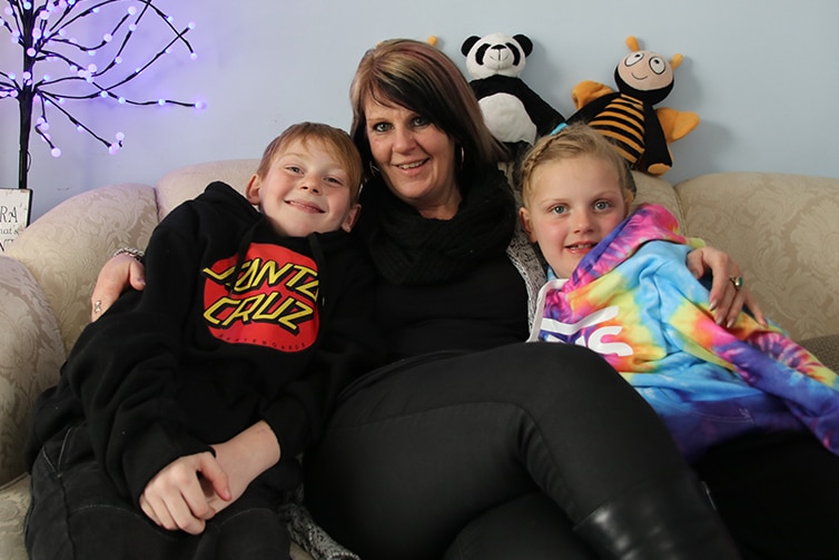 Melinda Walkden, with children Addison and Jayarna.