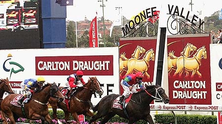 Chris Munce takes out the 2004 Cox Plate aboard Savabeel.