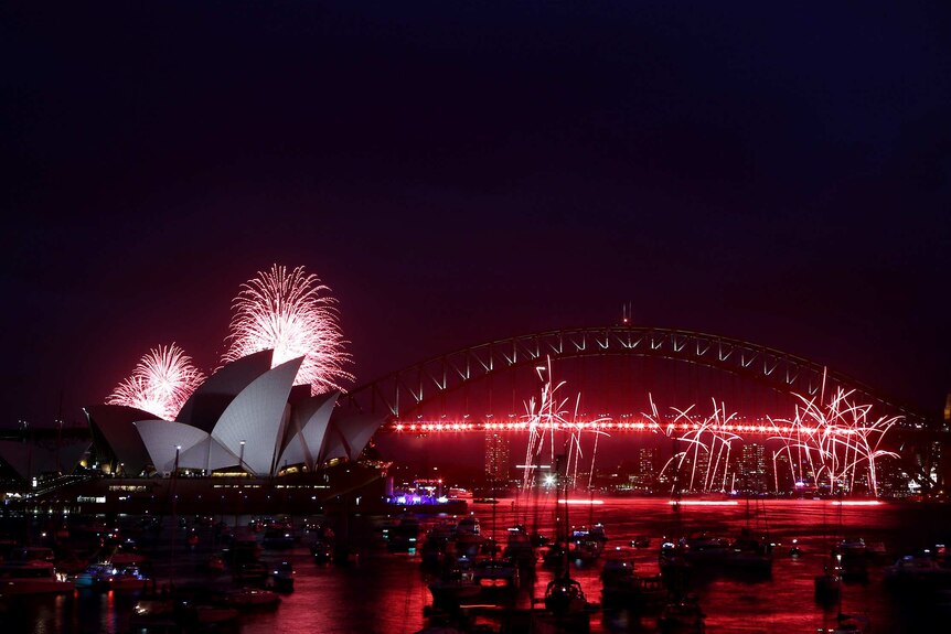 Fireworks on Sydney Harbour at Mrs Macquarie's Chair in Sydney