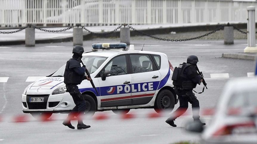 Police forces gather at Porte de Vincennes