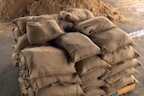 A pallet of sandbags.