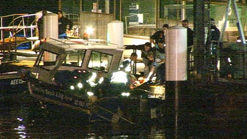 A person is off-loaded from a boat