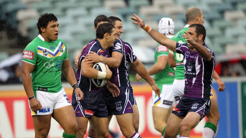 Billy Slater signalled another big season ahead with two tries against the Raiders.