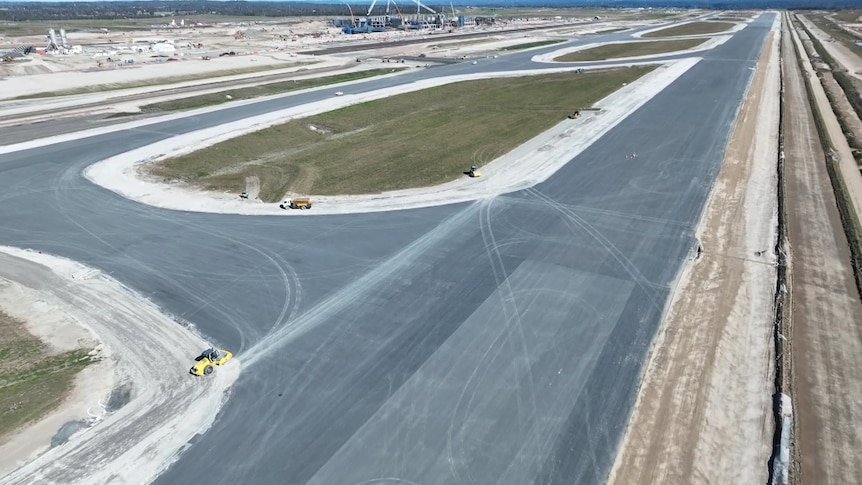 flight runways at a new airport getting built