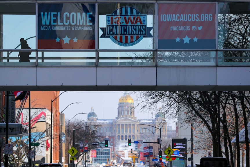 A photo of the main street in Des Moines, Iowa