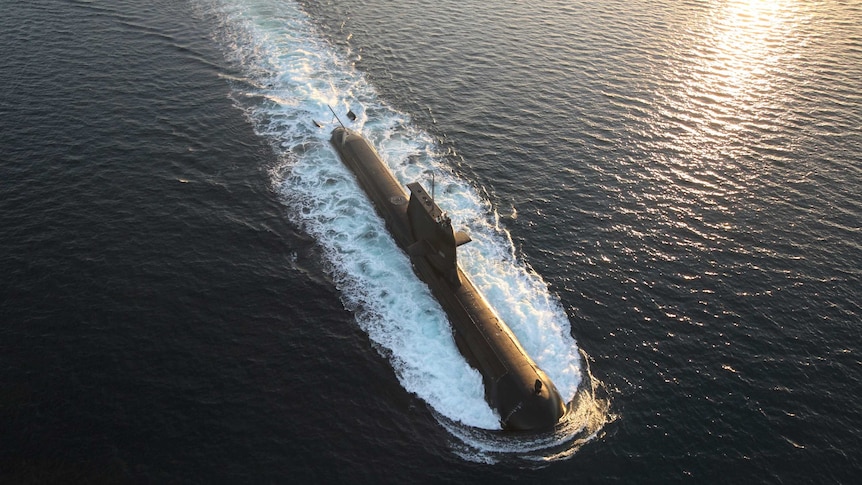 A submarine in the ocean