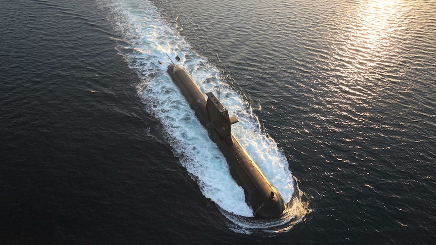 Overhead shot of Collins class submarine