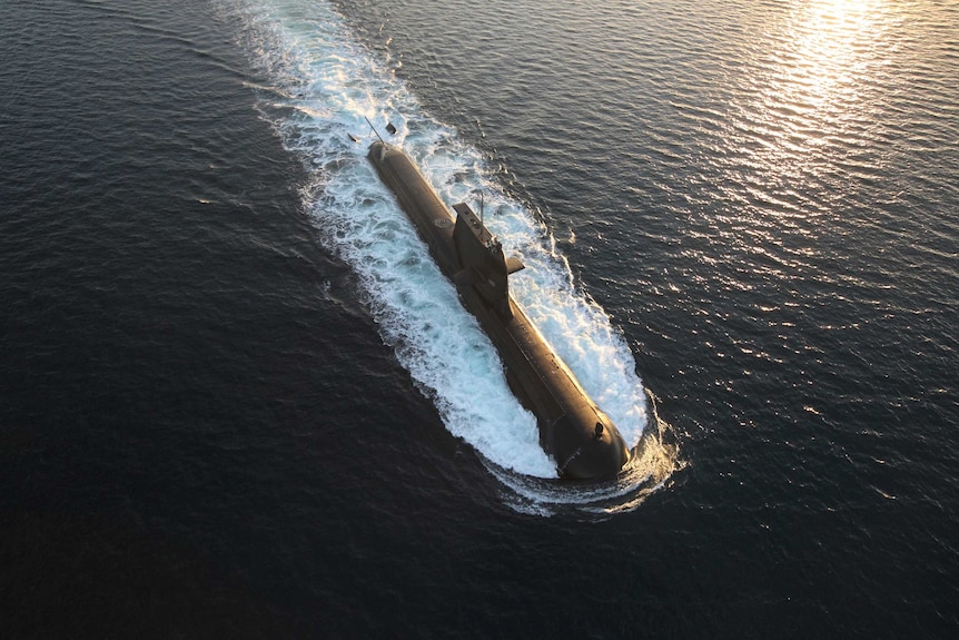 Overhead shot of Collins class submarine