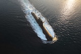 Overhead shot of Collins class submarine