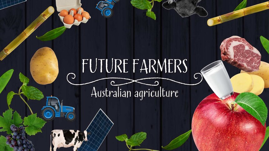 Various agricultural things surround text that reads "Future Famers"