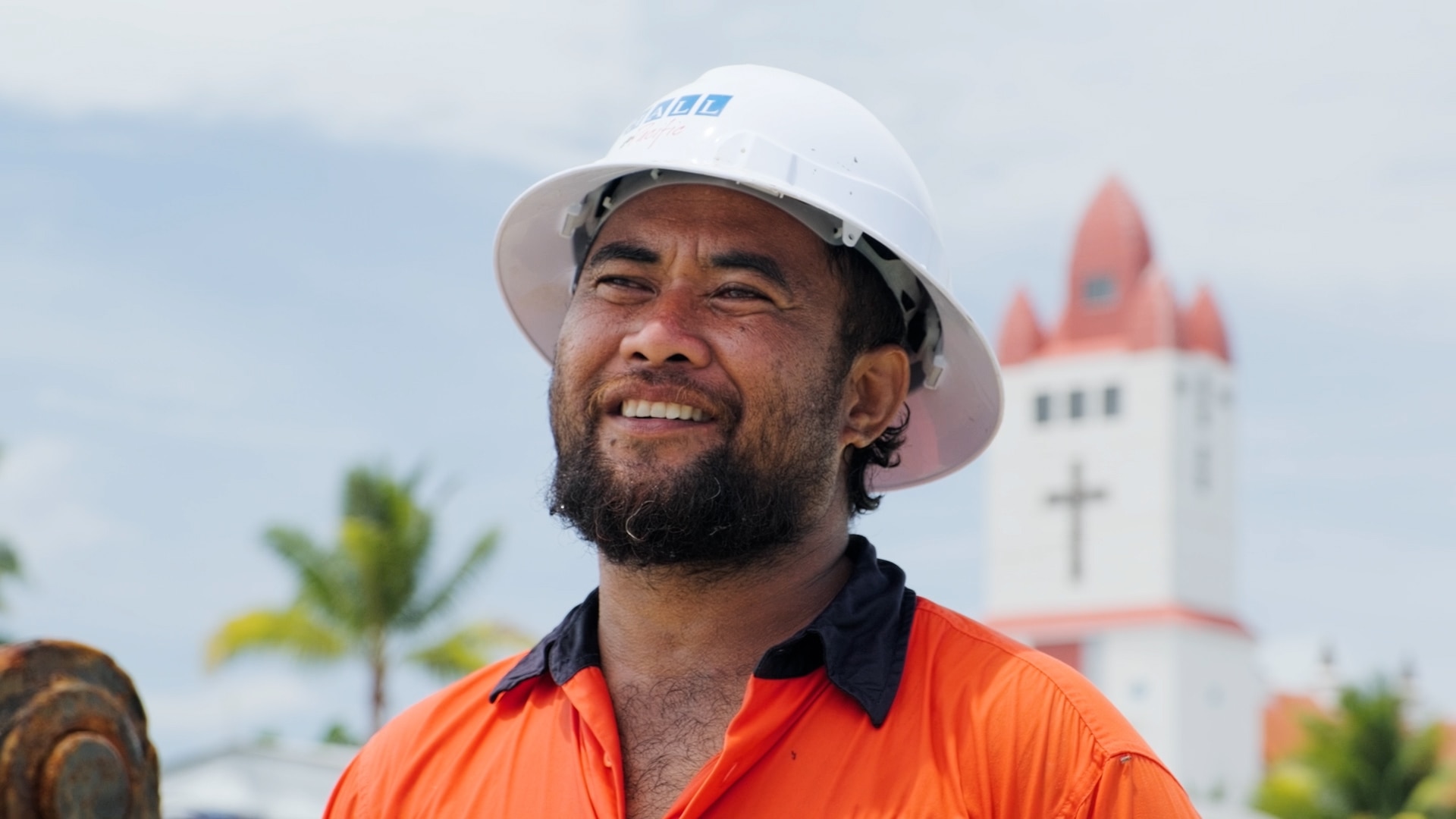 A Tuvaluan worker at a land reclamation site in Funafuti.