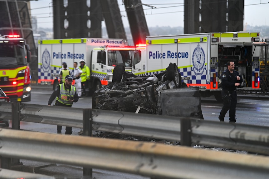 An overturned car