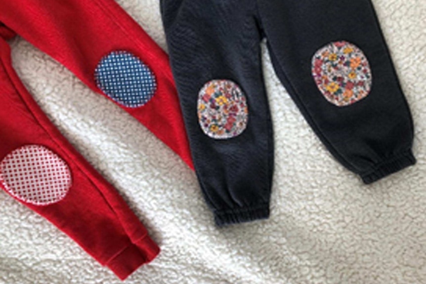 Isa Chan's DIY work on hand-me-down toddler pants with cute patches on knees