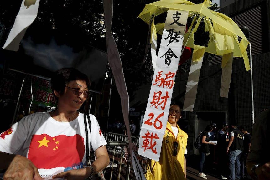 Pro-China supporters in Hong Kong