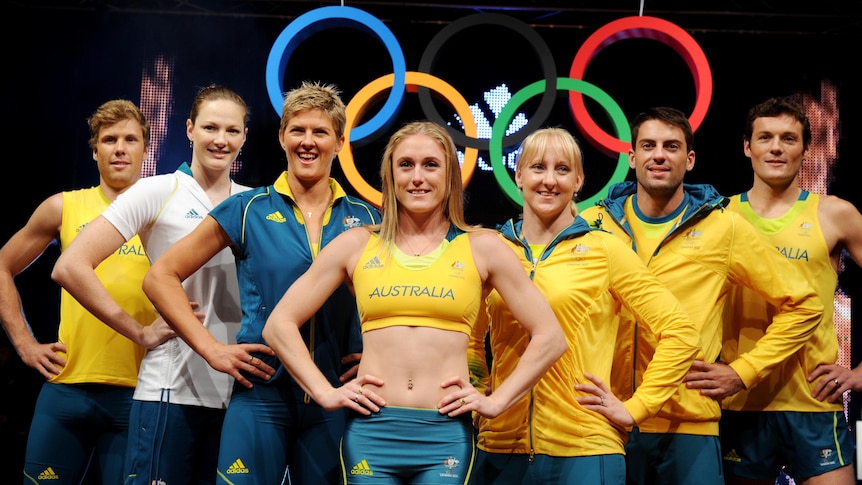 Australian Olympic athletes in the team uniform for London.