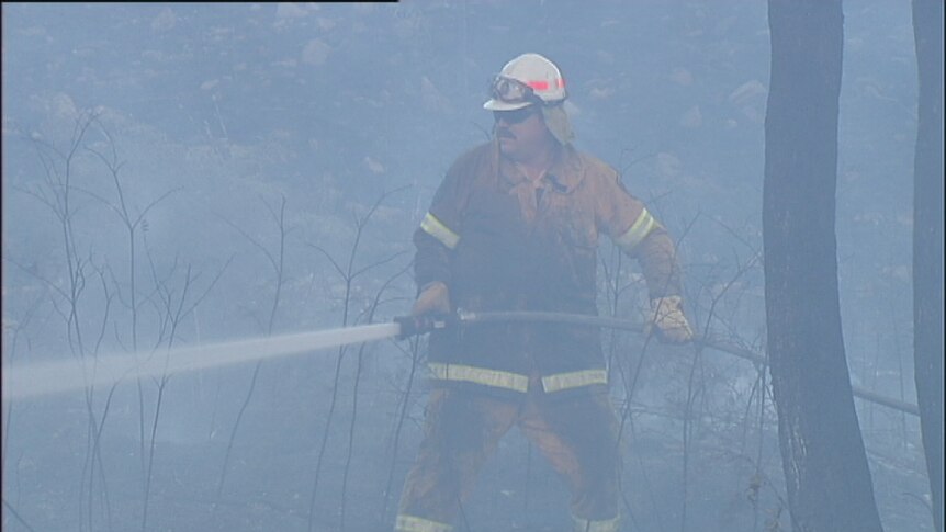 A firefighter at the blaze at Tea Tree near Richmond