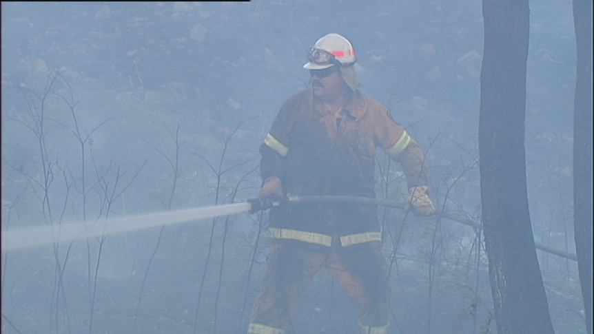 A firefighter at the blaze at Tea Tree near Richmond