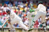 Sachin Tendulkar sweeps the ball