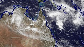 a satellite map of australia showing cloud activity