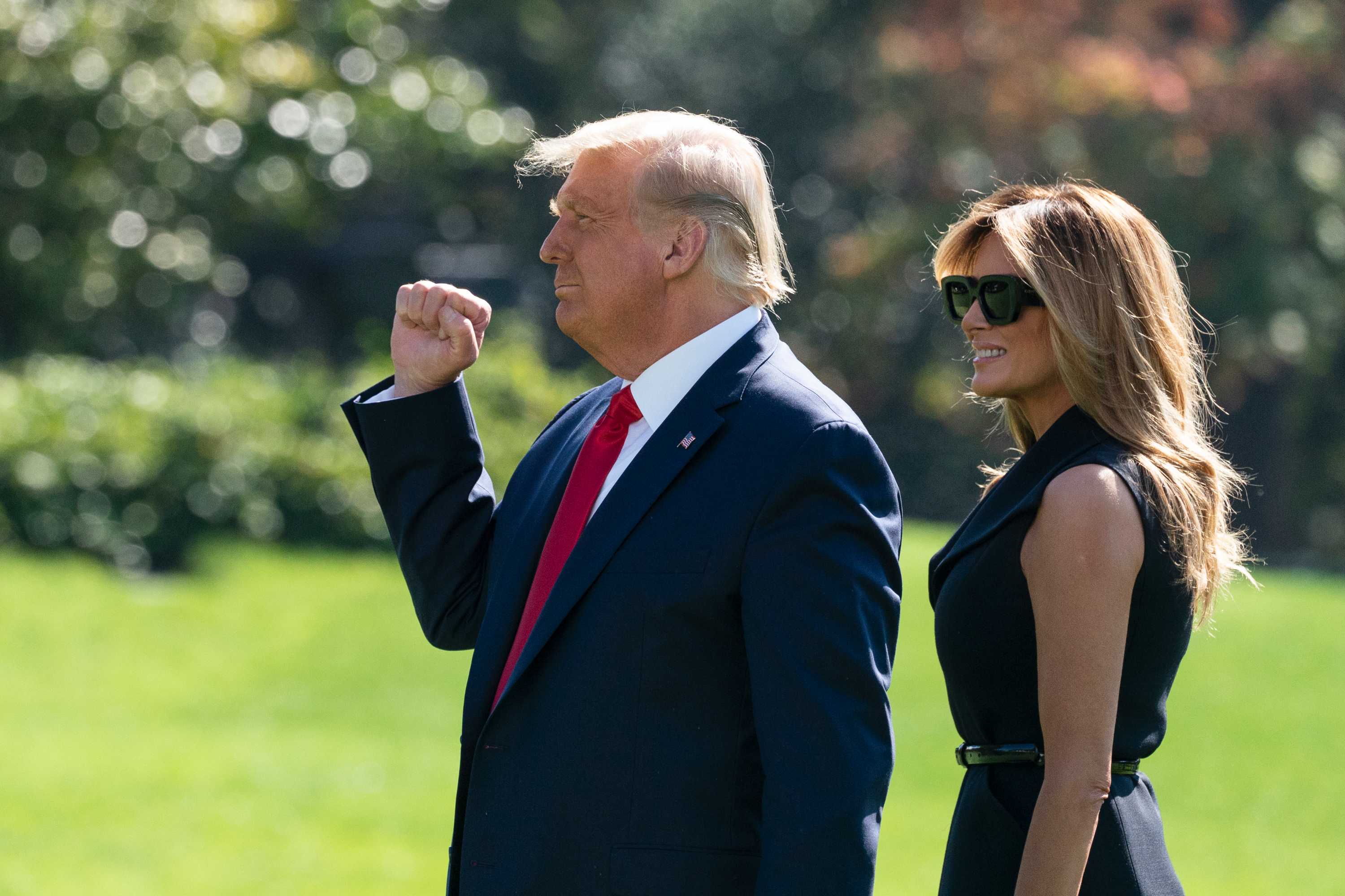 President Donald Trump pumps his fist