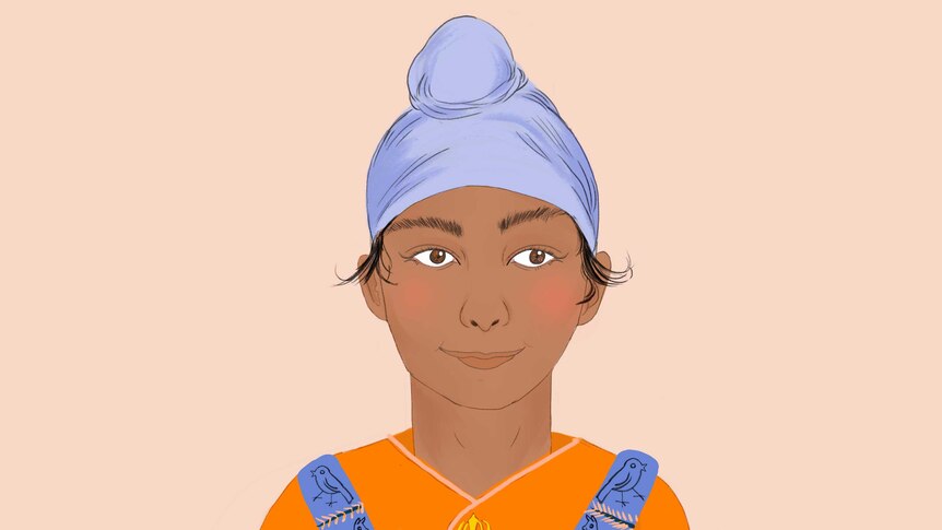 Illustration of a young Sikh boy wearing the patka-style turban