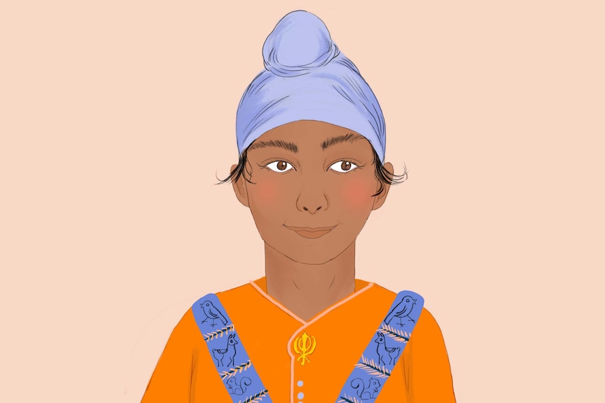 Illustration of a young Sikh boy wearing the patka-style turban