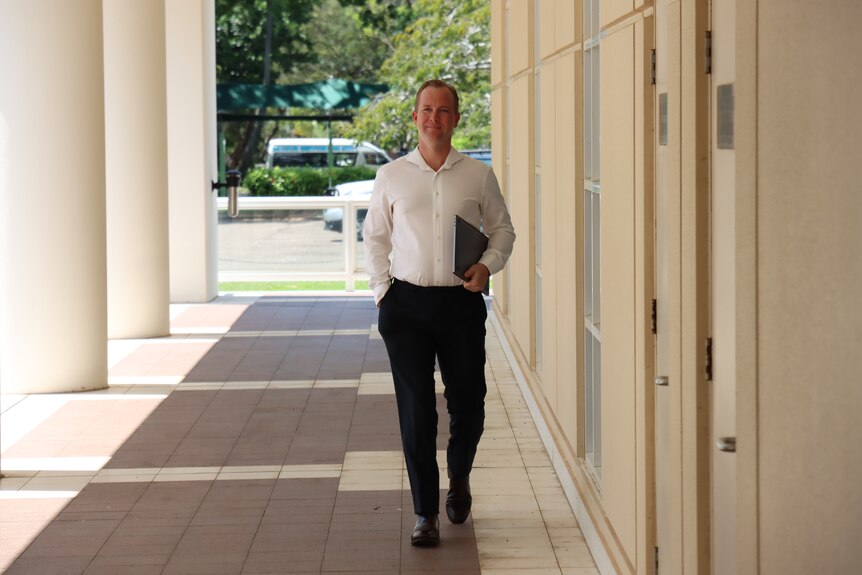 Former Darwin Turf Club board member Damien Moriarty walking into the NT Supreme Court.