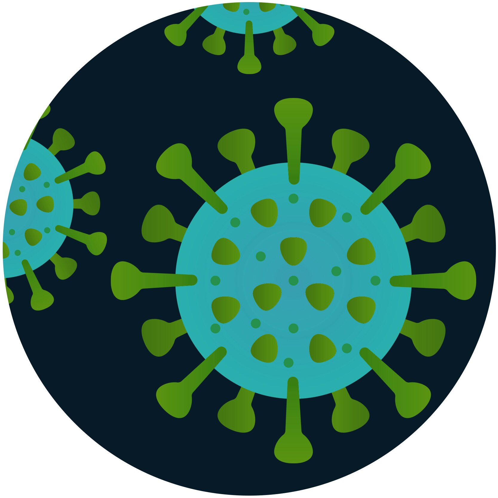 A graphic representation of the SARS-COV virus, which causes SARS