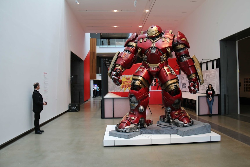 Iron Man's Hulkbuster suit from Avengers: Age of Ultron on display at GOMA