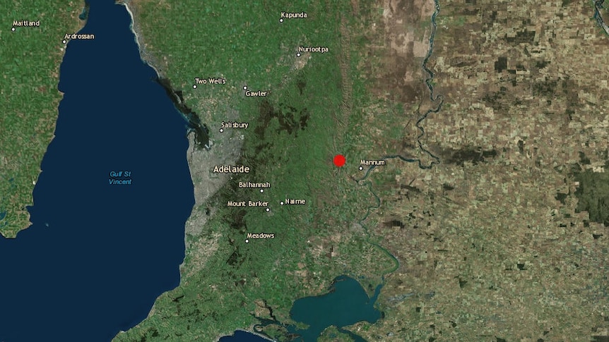 Map shows location of SA earthquake.