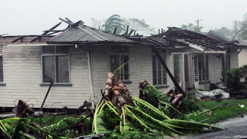 Damaged home in Rakiraki, Fiji, during Cyclone Evan