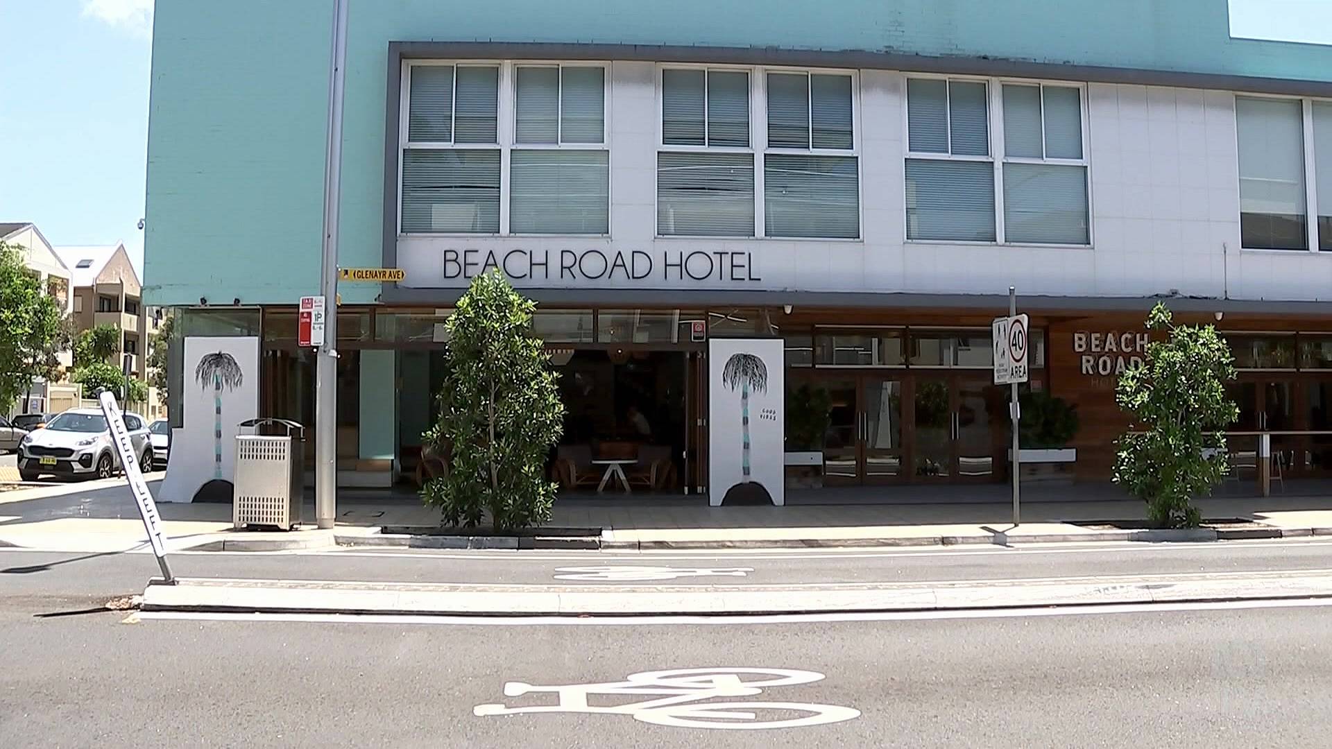 an outside shot of the beach road hotel in bondi