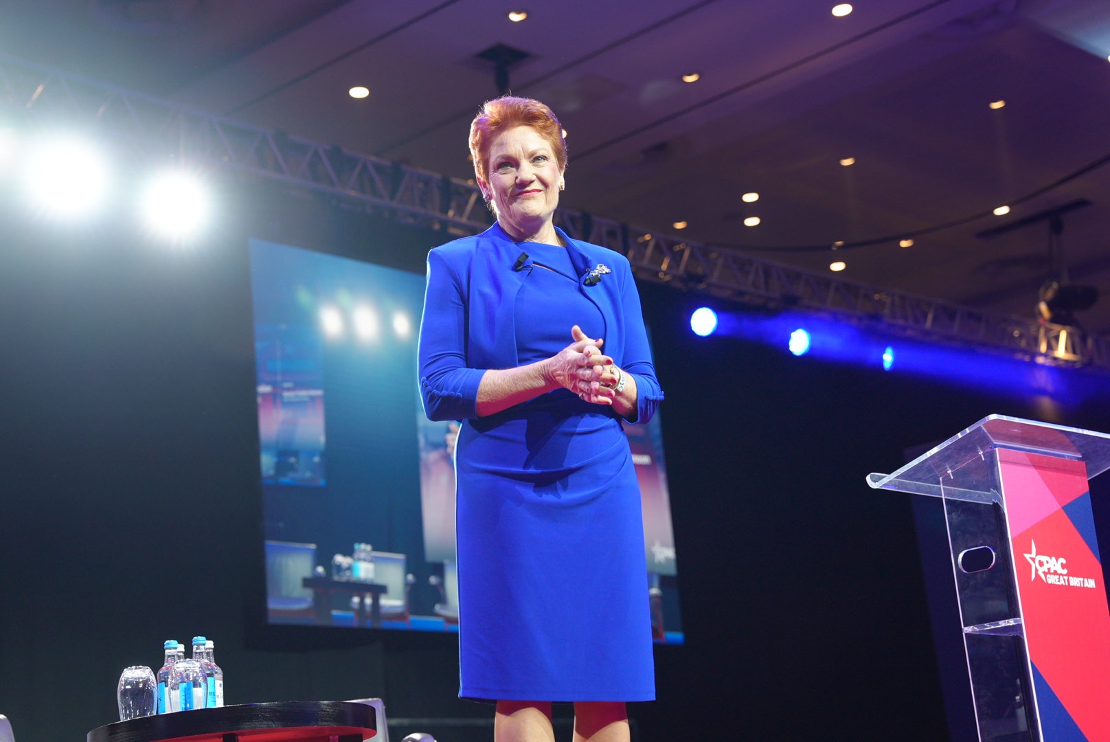 Pauline Hanson delivers CPAC London speech to mostly empty seats