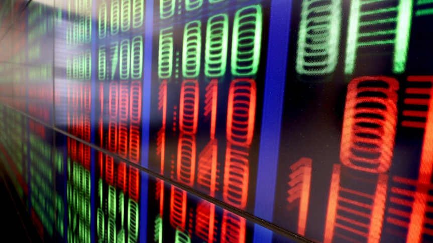 Blurred numbers on the ASX stock boards