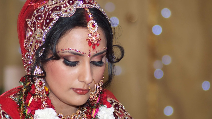 Decorative body art on an Indian bride.