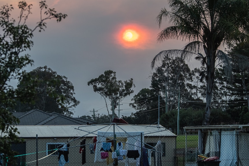 A hazy evening sky.